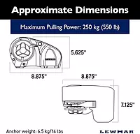 Lewmar Pro Sport 550 12V Windlass for 1/4" G4 Chain, Manual Freefall, Maximum Pull 550 lbs., Port Side Mounted Gypsy, for Boats 20'-30' - 2020201167