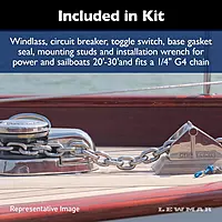 Lewmar Pro Sport 550 12V Windlass for 1/4" G4 Chain, Manual Freefall, Maximum Pull 550 lbs., Port Side Mounted Gypsy, for Boats 20'-30' - 2020201167