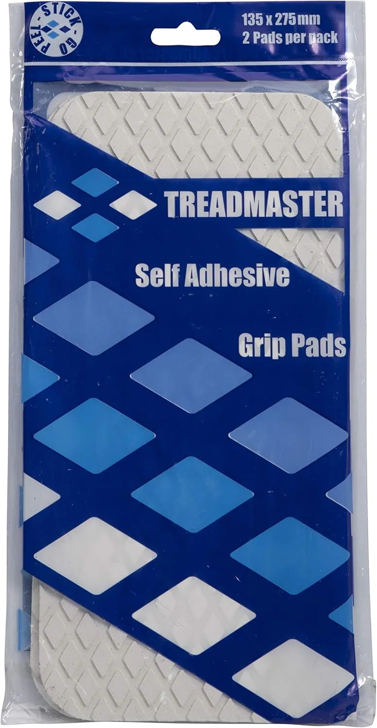 Lewmar Treadmaster Diamond Step Pad, Size 1, Measures 10-34" W x 5-1/4" D, self-Adhesive, 2 Pack, White Sand