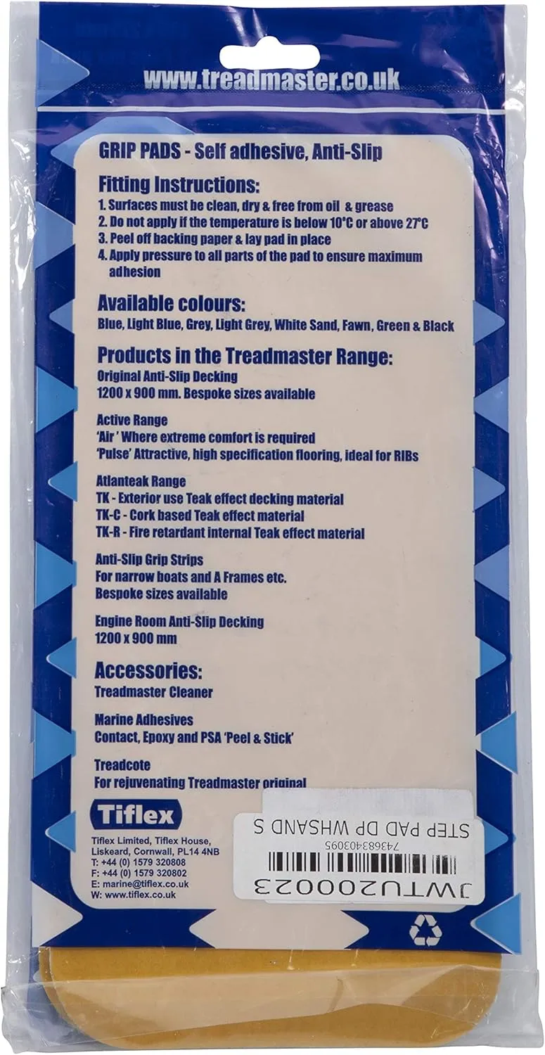 Lewmar Treadmaster Diamond Step Pad, Size 1, Measures 10-34" W x 5-1/4" D, self-Adhesive, 2 Pack, White Sand