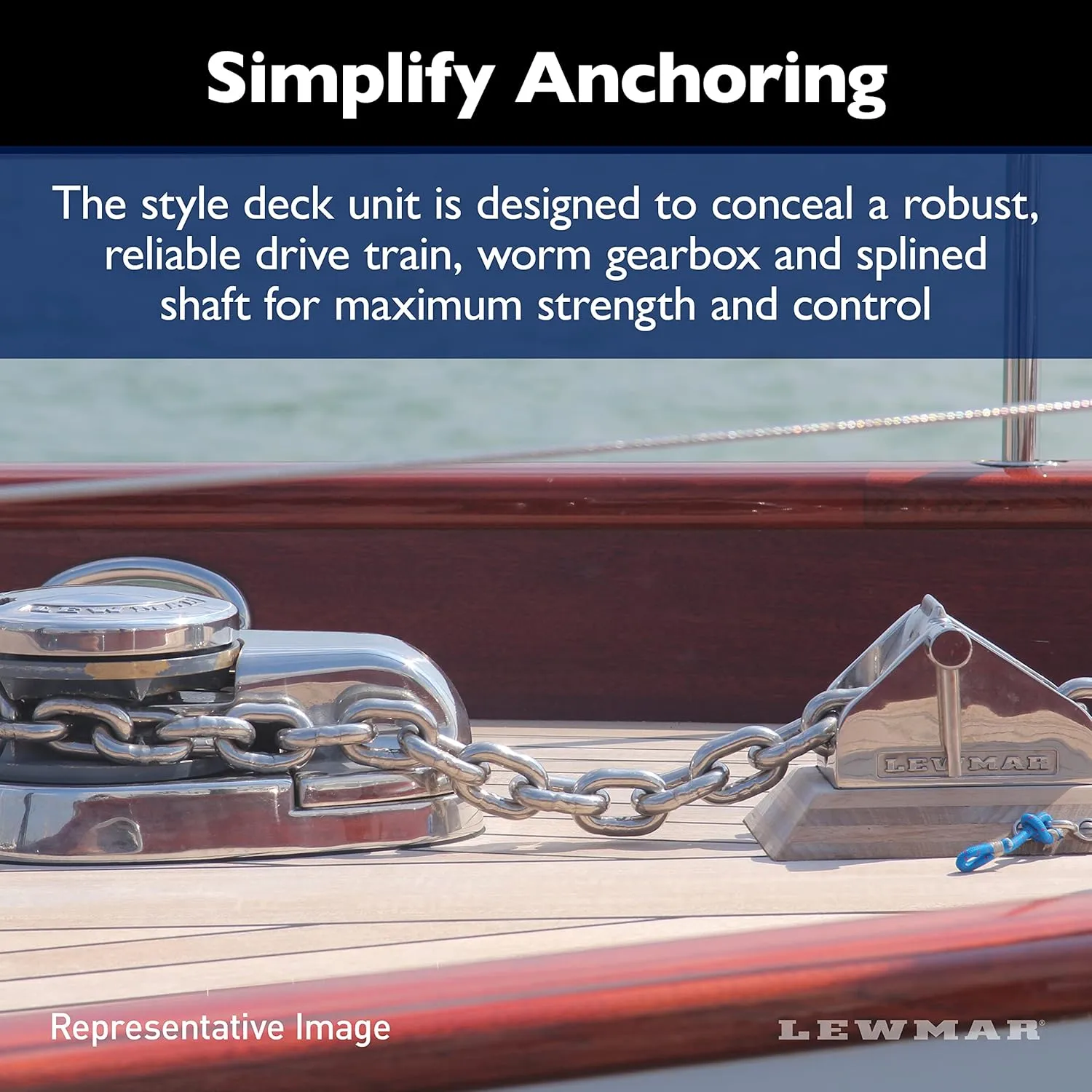 Lewmar V700 12V Vertical Windlass for 1/4" G4 Chain, Fall Safe Gypsy, Maximum Pull 700 lbs
