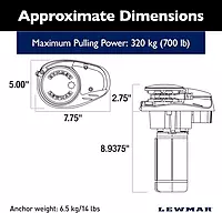Lewmar V700 12V Vertical Windlass for 1/4" G4 Chain, Fall Safe Gypsy, Maximum Pull 700 lbs