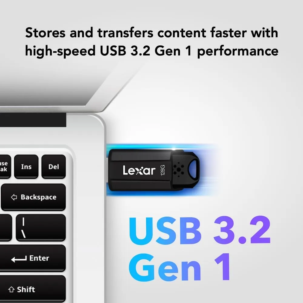 Lexar 128GB JumpDrive S80 USB 3.2 Gen 1 Flash Drive, Black (LJDS080128G-BNBNU)