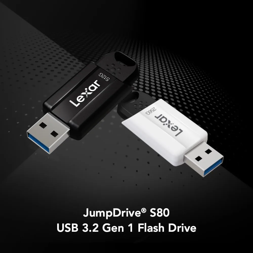 Lexar 128GB JumpDrive S80 USB 3.2 Gen 1 Flash Drive, Black (LJDS080128G-BNBNU)