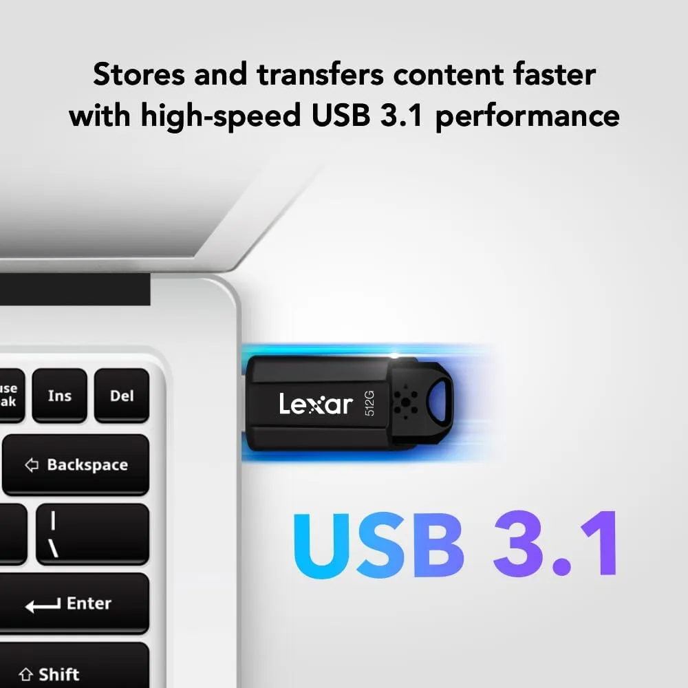 Lexar 256GB JumpDrive S80 USB 3.2 Gen 1 Flash Drive, Black (LJDS080256G-BNBNU)