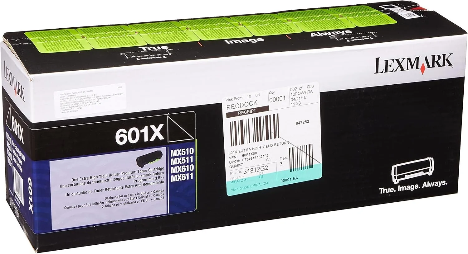 Lexmark 60F1X00 Extra High Yield Return Program Toner Cartridge