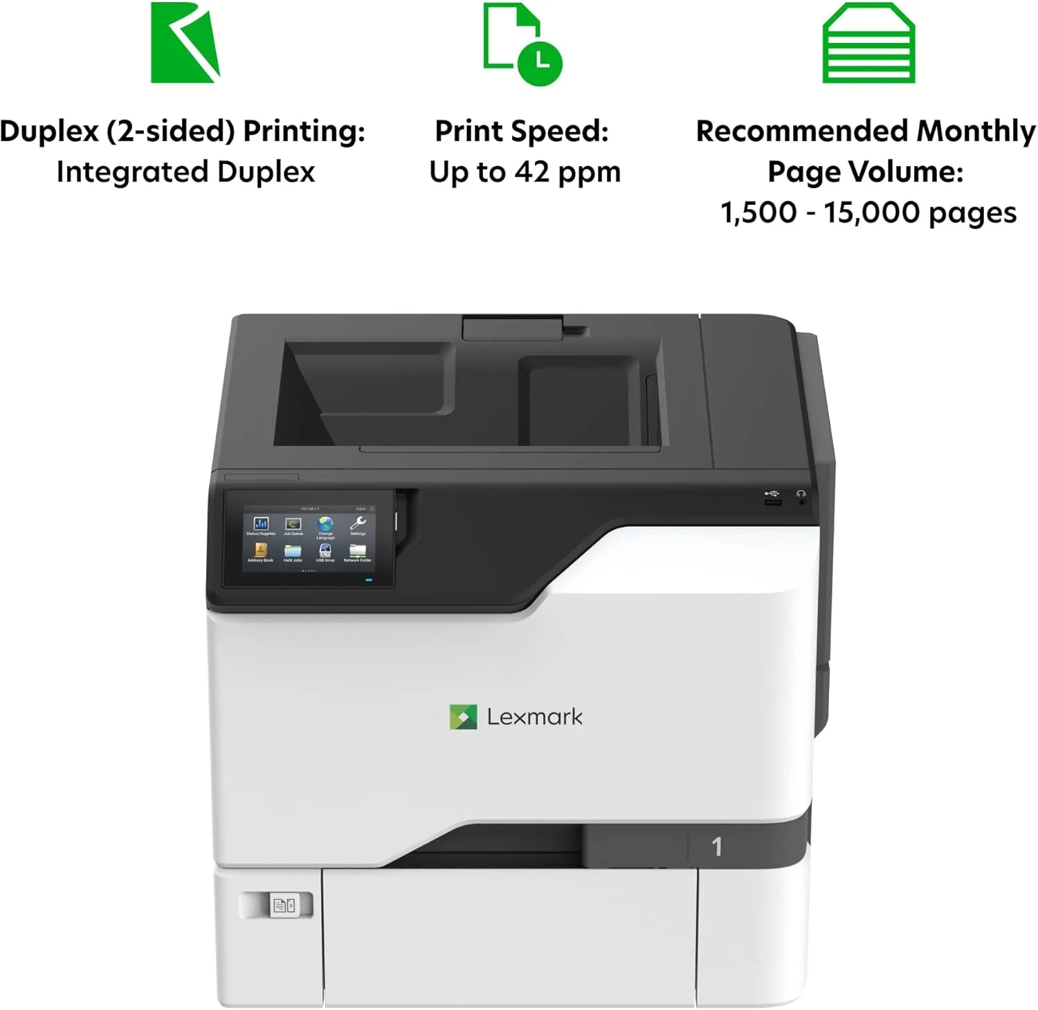 Lexmark CS730de Color Laser Printer with Wireless connectivity, Gigabit Ethernet, Energy Star, 4.3-inch Color Touch Screen, Print Speed of 42 ppm, and Resolution at 1200 x 1200 dpi(47C9000)