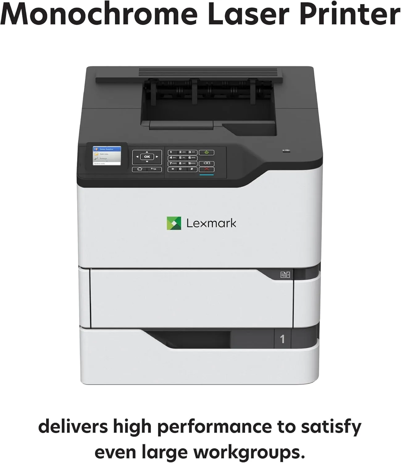 Lexmark MS821dn Monochrome Laser Printer - 55 ppm, Duplex, 2.4-inch LCD