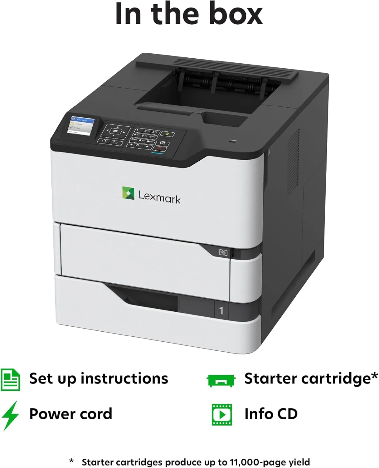 Lexmark MS825dn Monochrome Laser Duplex (2-Sided) Printing with Integrated Duplex, Print Speed of up to 70 ppm and Recommended Monthly Page Volumes of 5000-100000 Pages(50G0300)