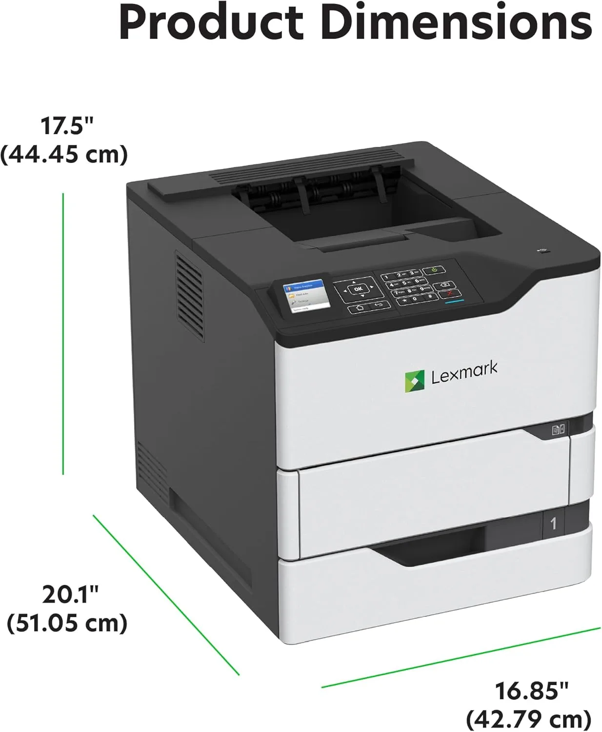 Lexmark MS825dn Monochrome Laser Duplex (2-Sided) Printing with Integrated Duplex, Print Speed of up to 70 ppm and Recommended Monthly Page Volumes of 5000-100000 Pages(50G0300)