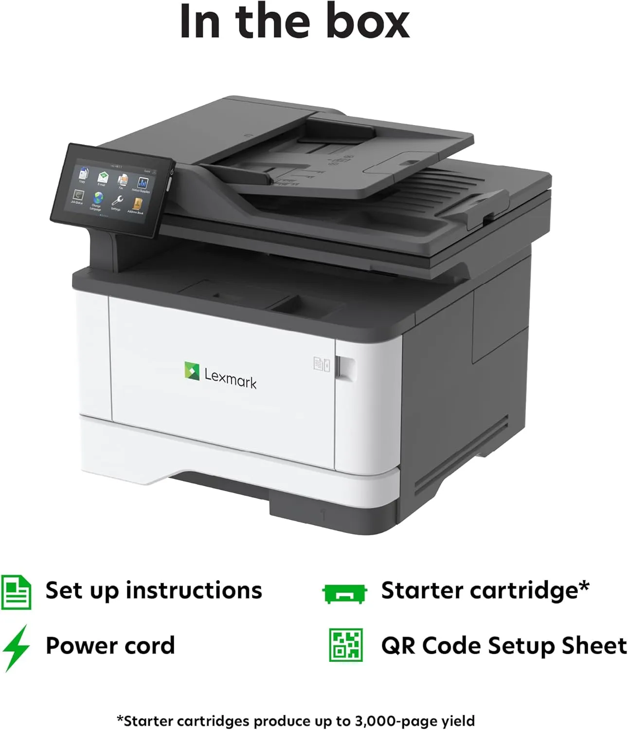 Lexmark MX432adwe Monochrome Laser Printer, Integrated Duplex, Up to 42 ppm