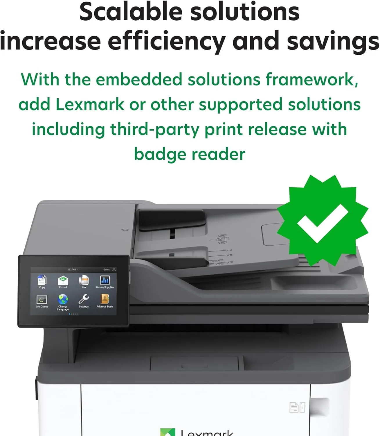 Lexmark MX432adwe Monochrome Laser Printer, Integrated Duplex, Up to 42 ppm