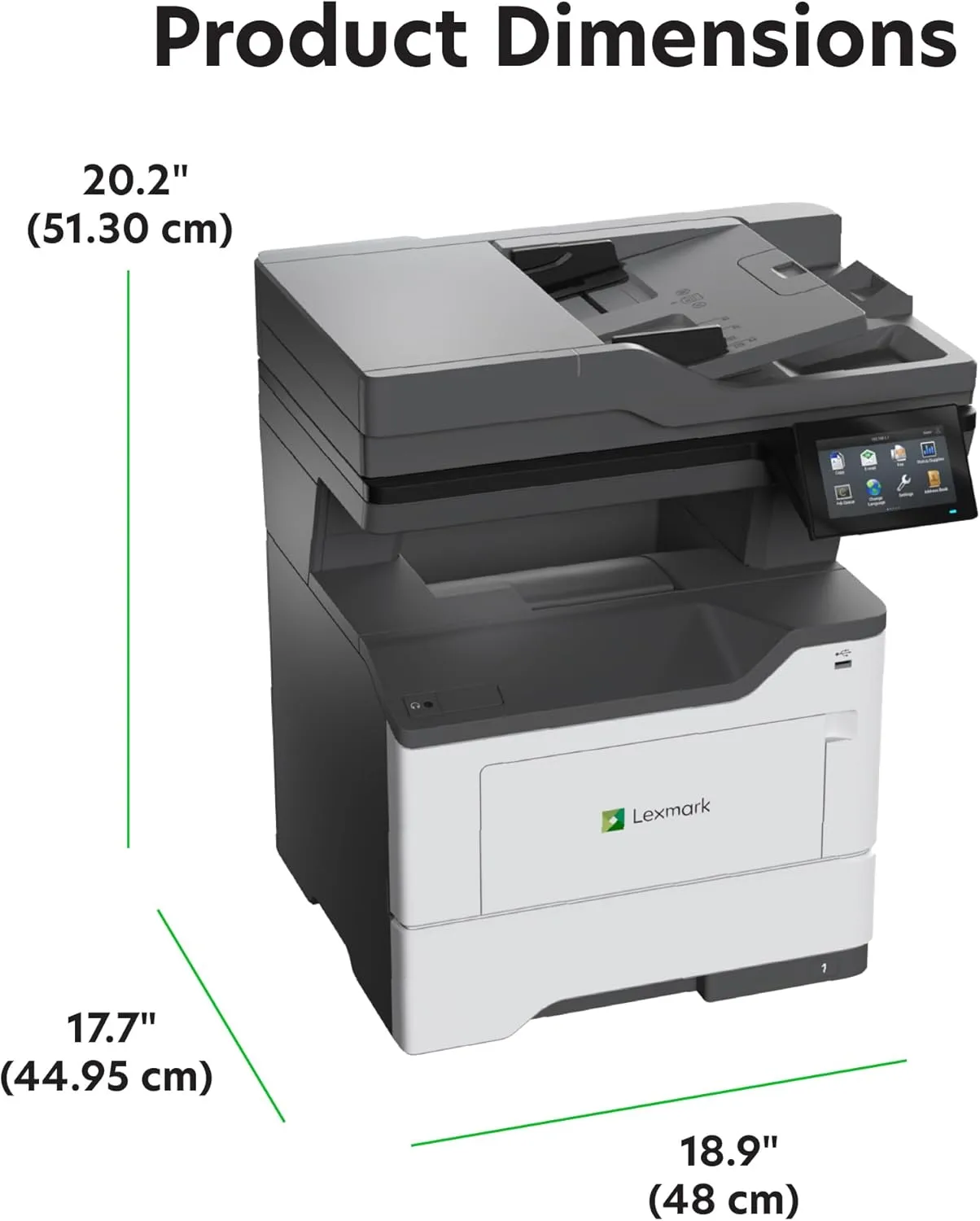 Lexmark MX532adwe Monochrome Laser Printer, Duplex, 4.3-inch Color Touch Screen