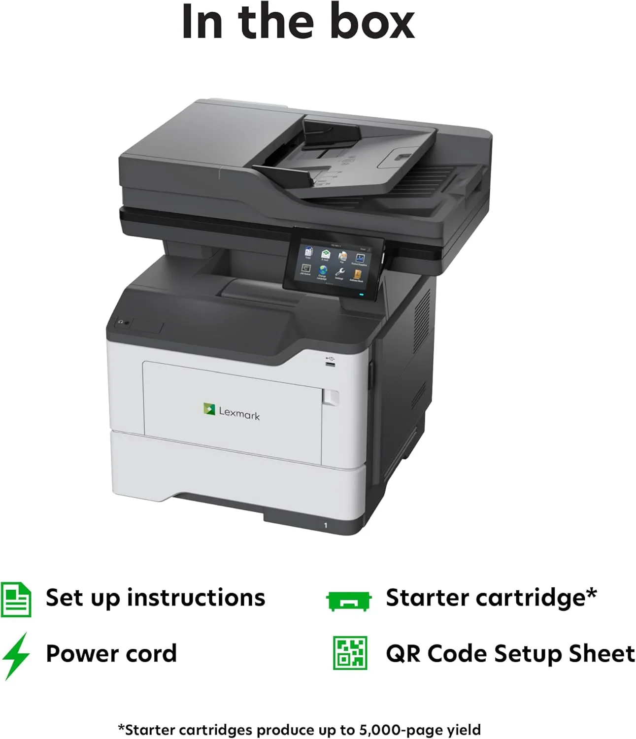 Lexmark MX532adwe Monochrome Laser Printer, Duplex, 4.3-inch Color Touch Screen