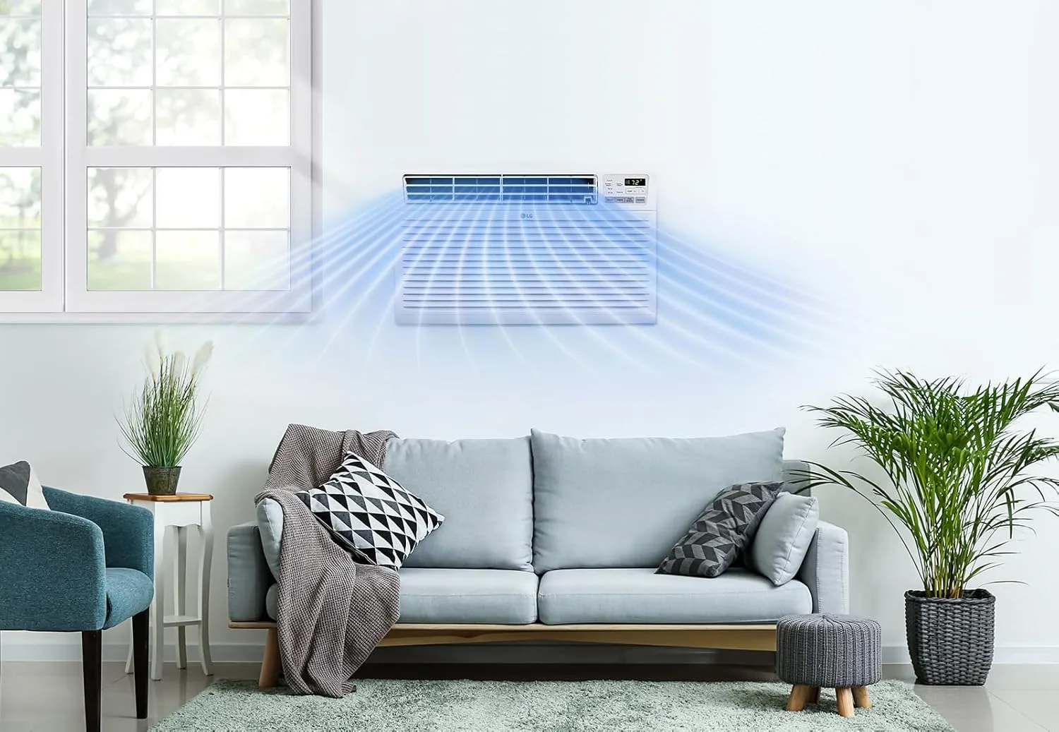LG 9,800 BTU Through-the-Wall Air Conditioner, Cools 450 Sq.Ft., Electronic Control with Remote, Supplemental Heat, 230/208V