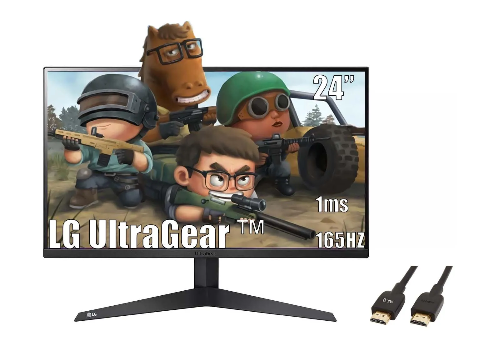LG 24 inch Ultragear Gaming Monitor, FHD (1920 x 1080) Display, 165Hz, 1ms, AMD FreeSync Premium, Black