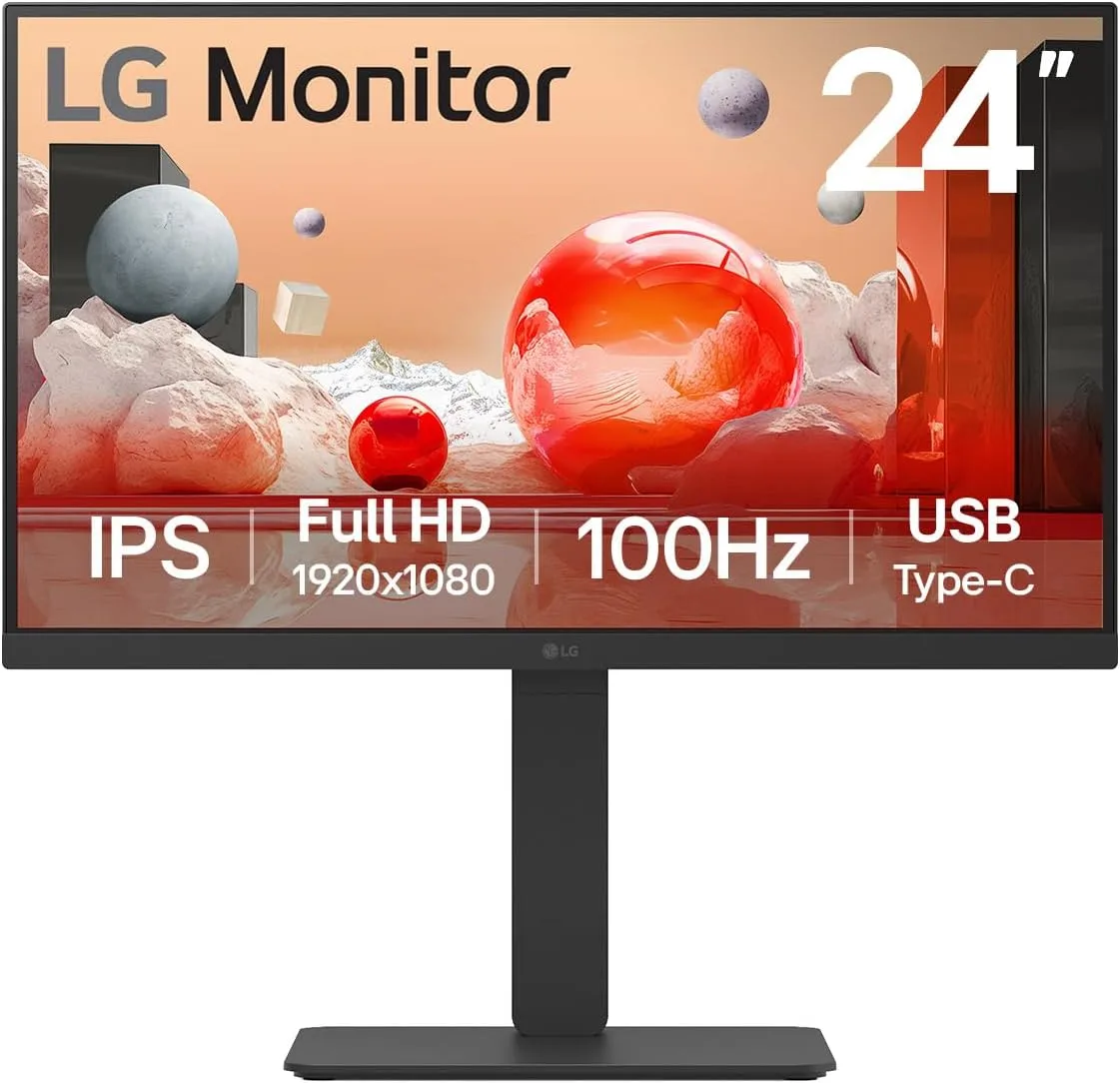LG 24IN Monitor, 1920X1080, 16:9 IPS, HDMI, DP, USB-C USB 3.0