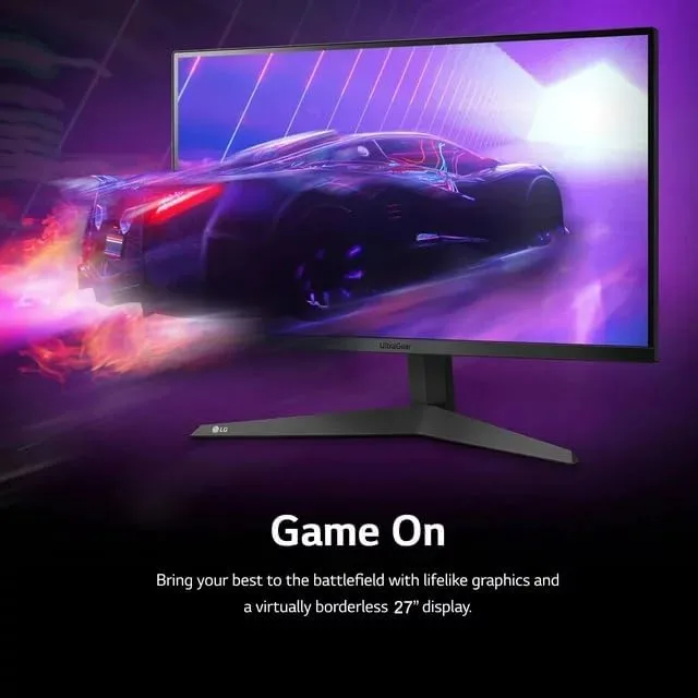 LG 27 inch Ultragear Gaming Monitor, FHD (1920 x 1080), 165Hz, 1ms, 3-Side Virtually Borderless, AMD FreeSync Premium