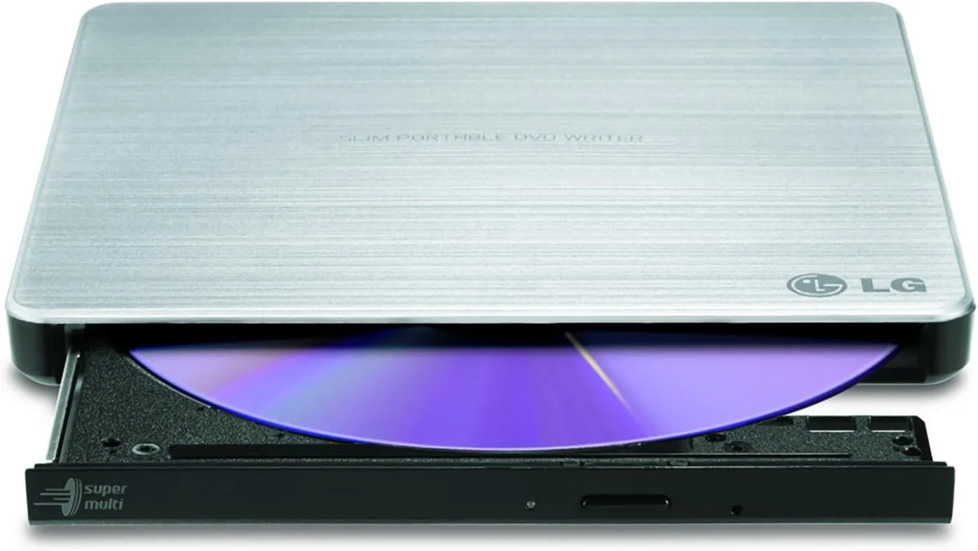 LG GP60NS50 Ultra-Slim Portable External DVD+/-RW Drive, Silver