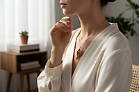 Shell Pendant Orange, Blue, and Gold