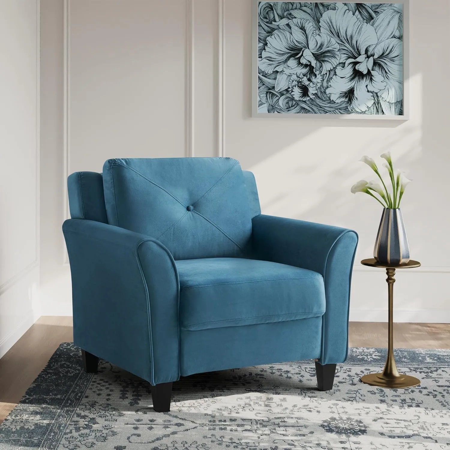 LIFESTYLE SOLUTIONS Hanson Microfiber Chair With Curved Arms