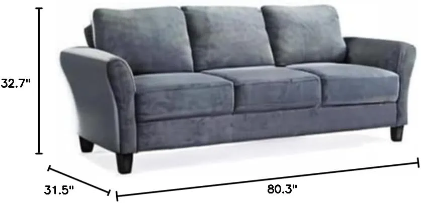 Willow Microfiber Upholstered Modern Sofa with Rolled Arms Dark Gray - Studio Living