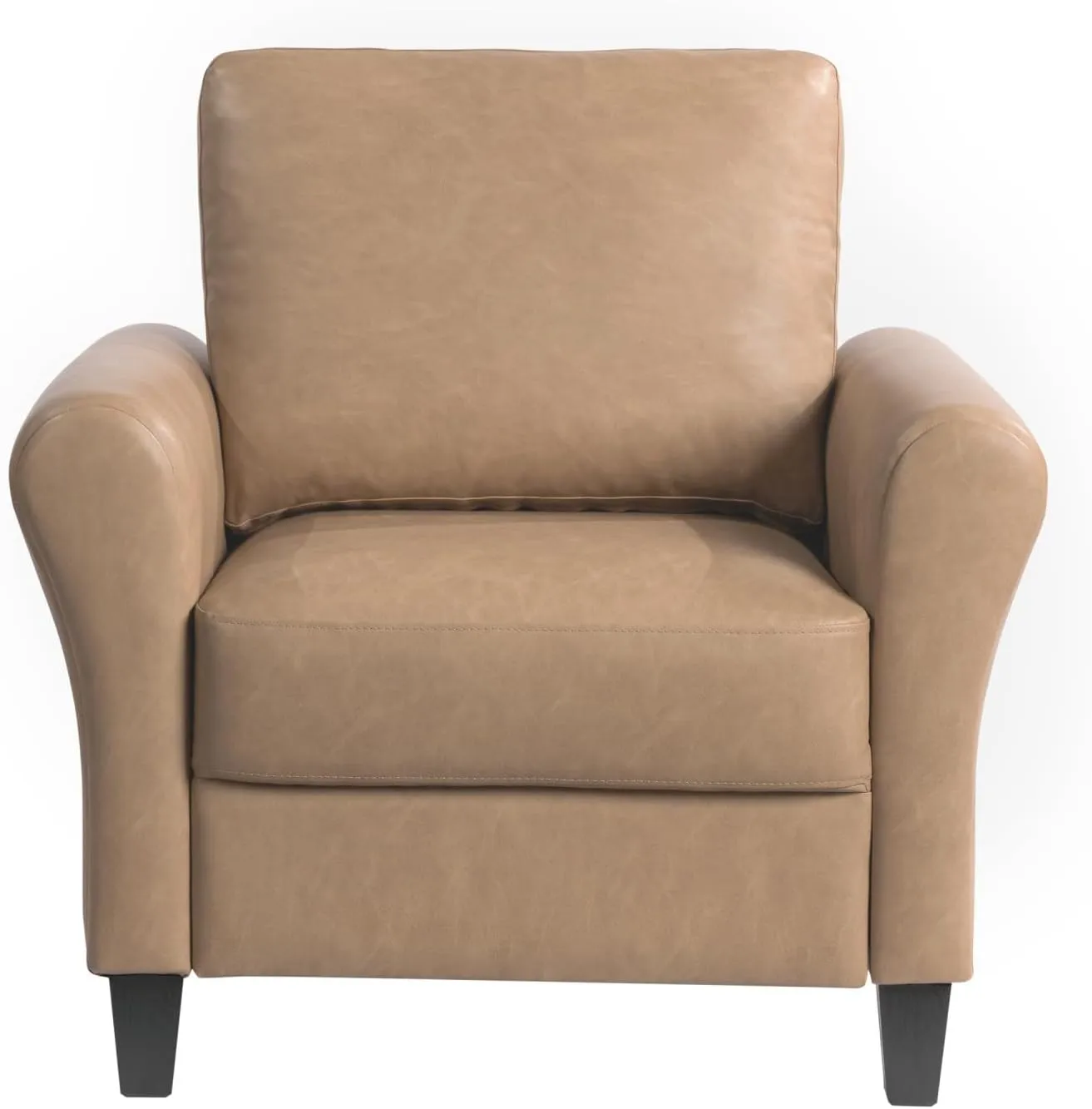 Lifestyle Solutions Winslow Faux Leather Chair With Rolled Arms, Light Brown/Black