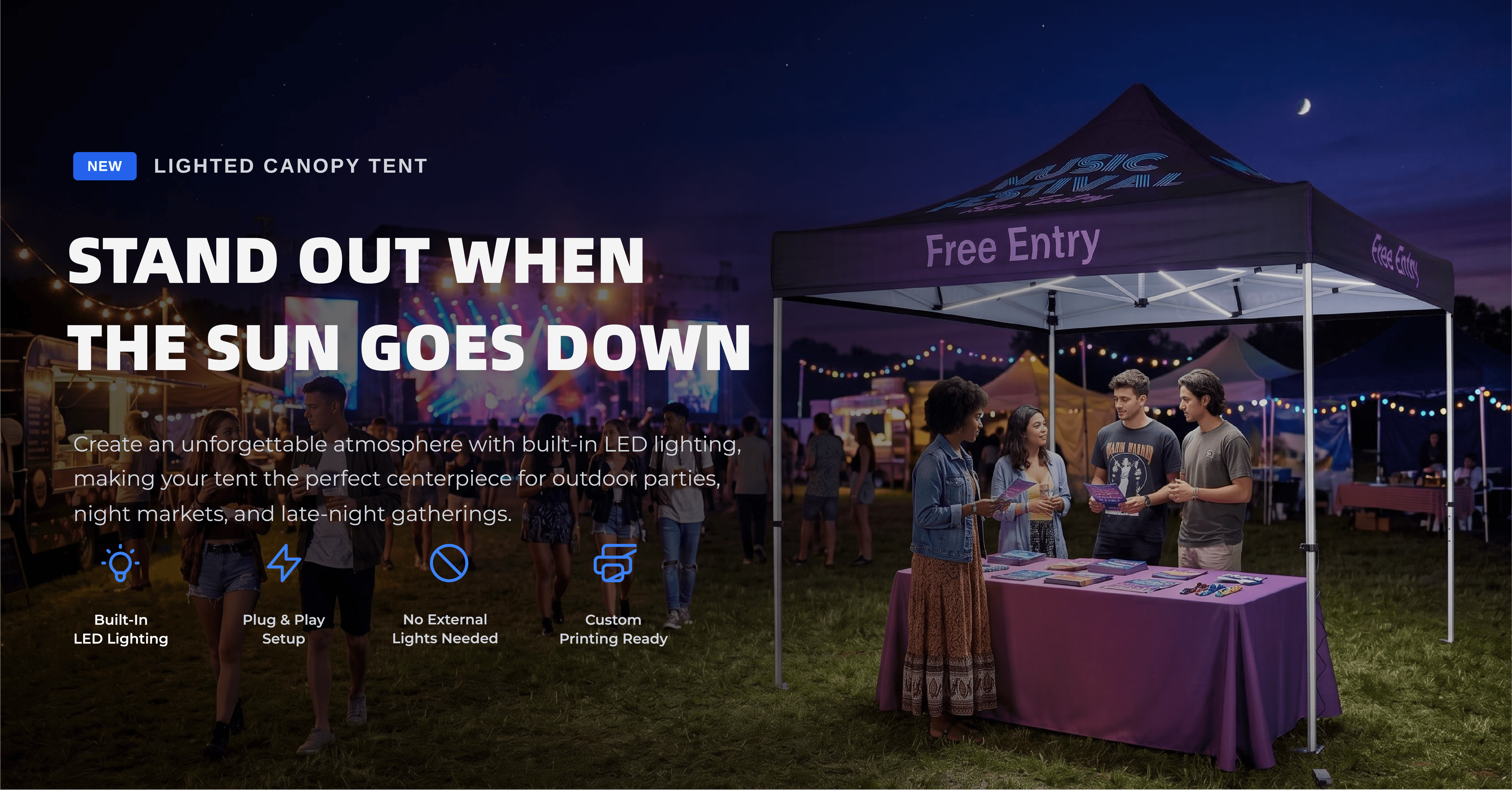 10' x 10' Custom LED Lighted Canopy Tent