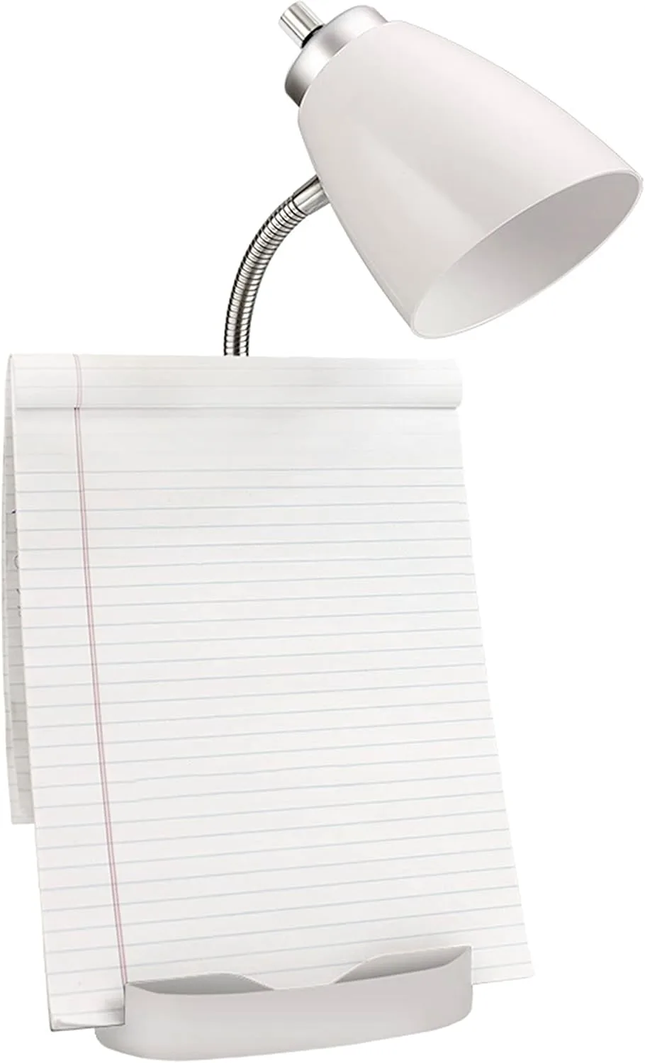 Simple Designs LD1002-WHT Gooseneck Organizer Desk Lamp with iPad Tablet Stand Book Holder, White White 1