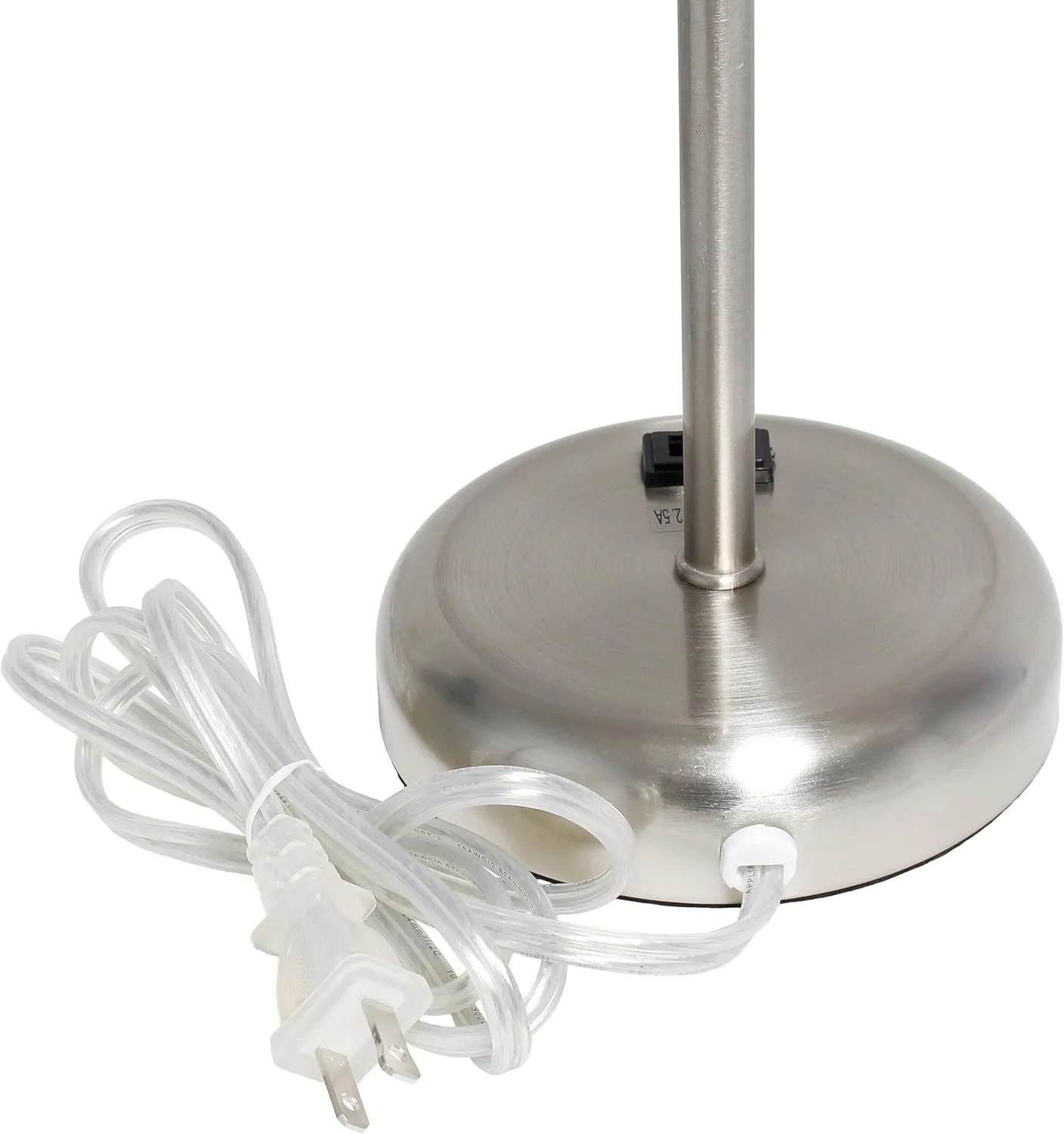 LIMELIGHTS Simple Designs LT2024 Stick Table Lamp with Charging Outlet and Drum Fabric Shade