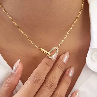 Half Diamonds Gold Link Necklace