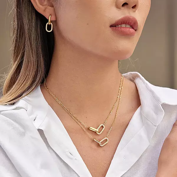 Full Diamonds Gold Link Necklace