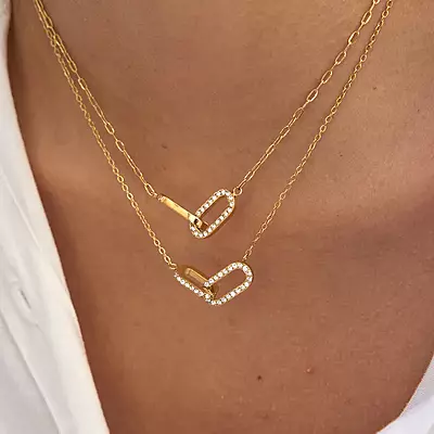 Half Diamonds Gold Link Necklace
