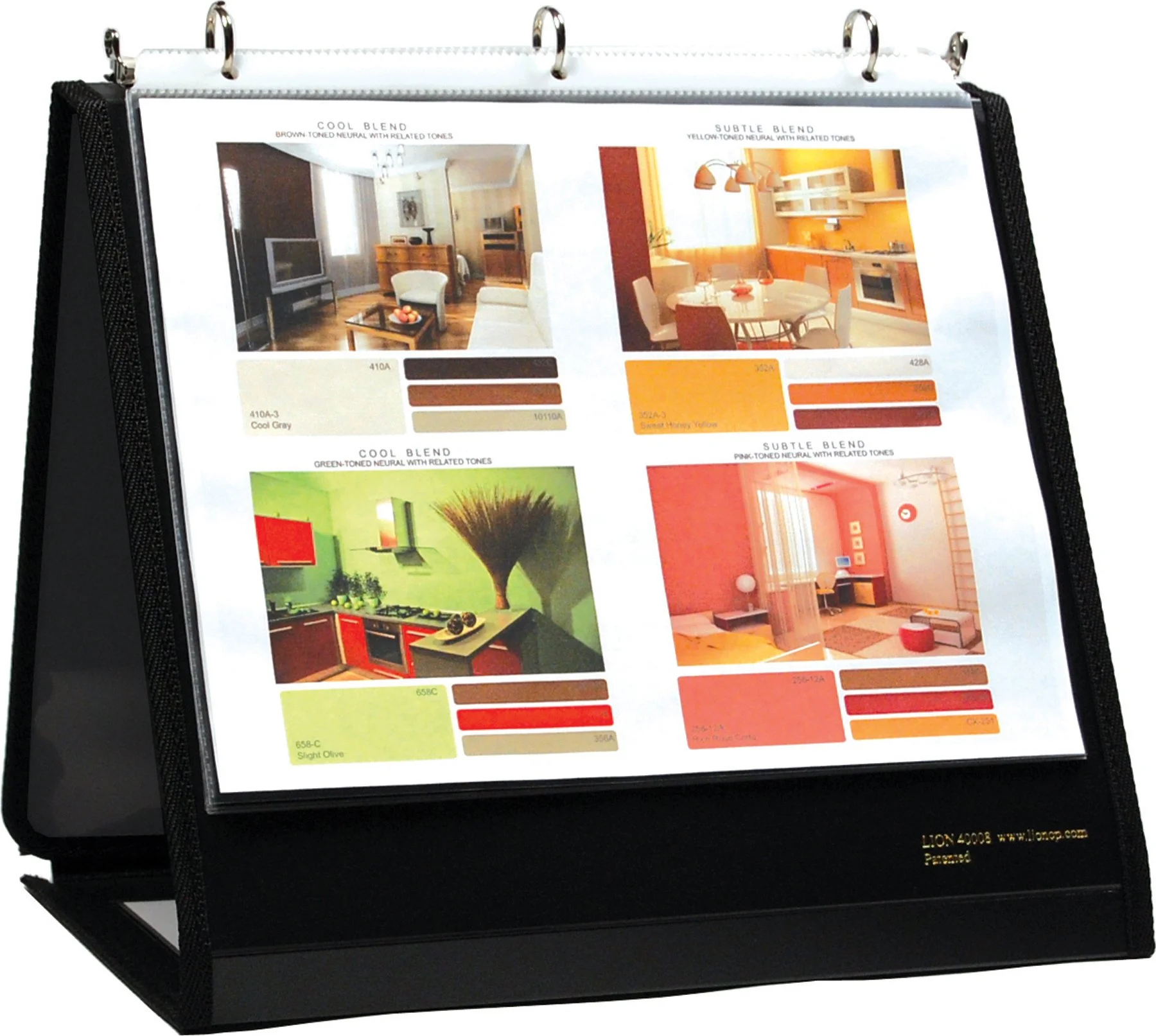 Lion Insta-Cover Ring Easel 3-Ring Binder, 3/4in Round Rings, 30% Recycled, Black