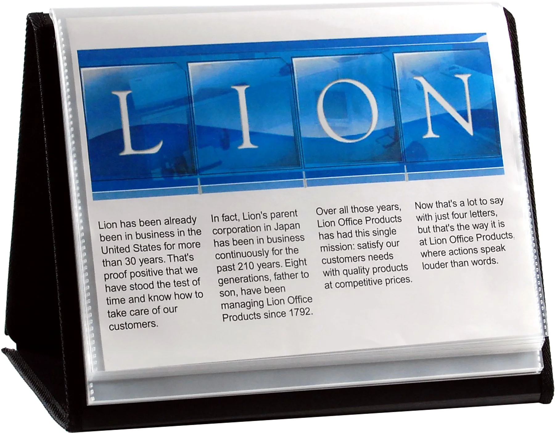 Lion Flip-N-Tell Display Book-N-Easel, Letter, 20 Double Sided Pockets, Horizontal