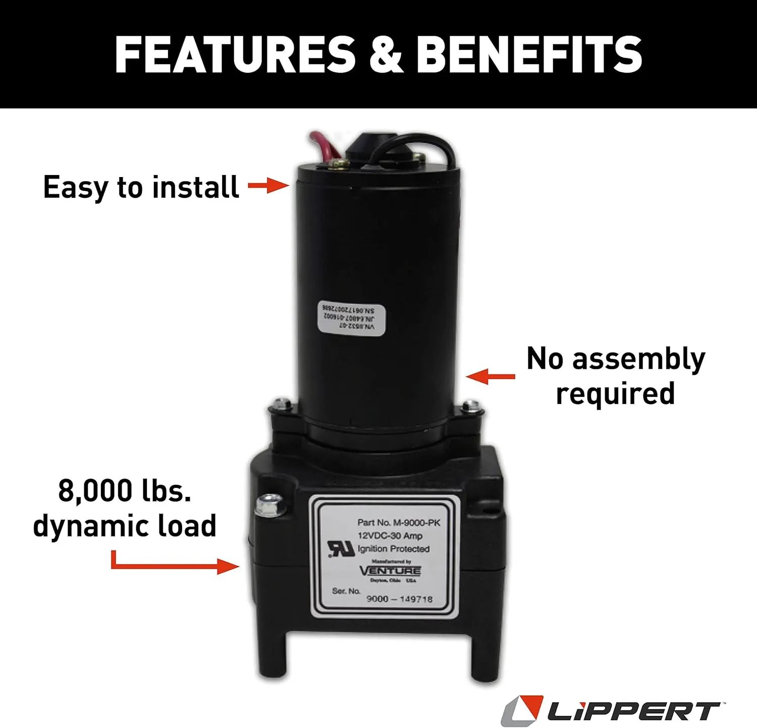 Lippert Venture Fifth Wheel Landing Gear Motor, Standard Replacement Motor, No Assembly Required, Motor Only - 142178