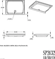 Lippert Replacement 24" x 32" White Shower Pan with Right Drain for RVs, Manufactured Homes, Travel Trailers, 5th Wheels, and Motorhomes - 210371