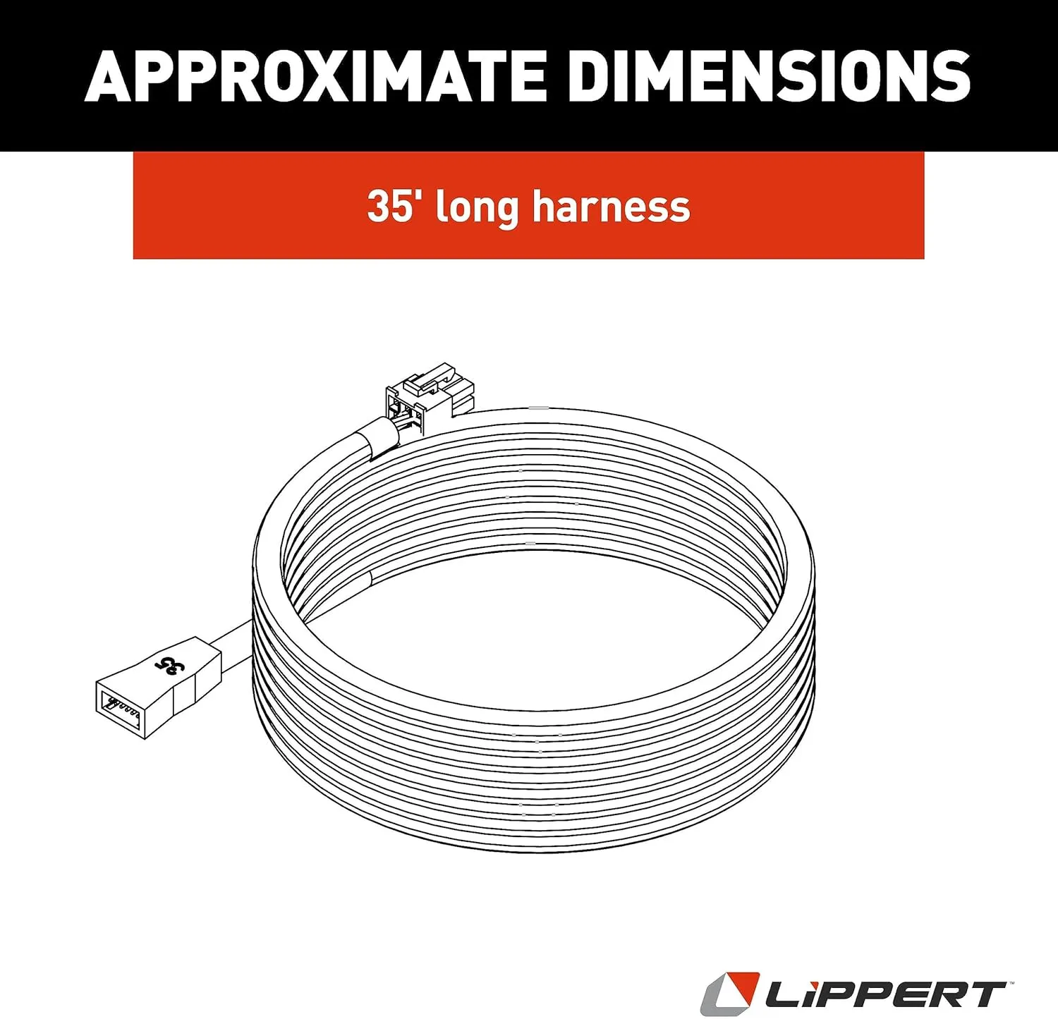 Lippert Replacement 35' Male-to-Female 6-Pin Controller-to-Motor Wiring Harness - 238992