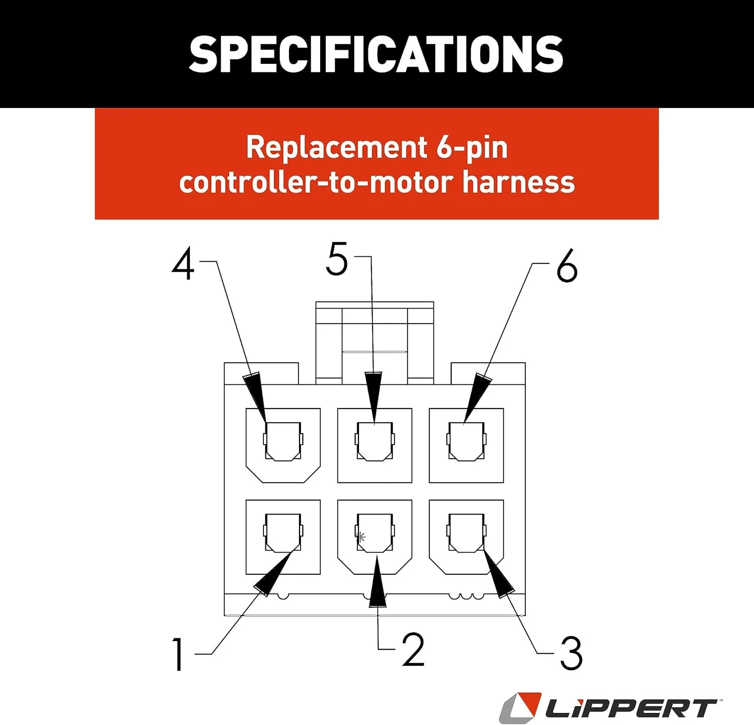 Lippert Replacement 35' Male-to-Female 6-Pin Controller-to-Motor Wiring Harness - 238992