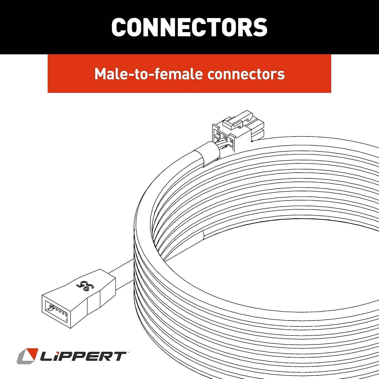 Lippert Replacement 35' Male-to-Female 6-Pin Controller-to-Motor Wiring Harness - 238992