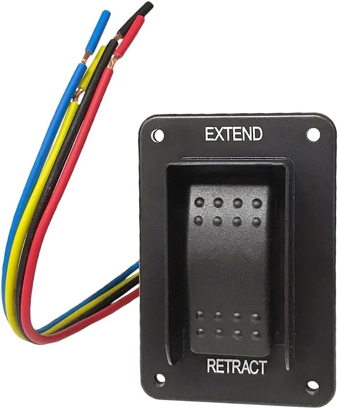 Lippert Replacement Power Stabilizer Extend/Retract Switch with Rocker Style Operation, IP66-Rated Waterproof Assembly (Installation Hardware Not Included) - 387874