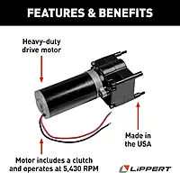 Lippert Ground Control 2.0 Replacement RV Electric Automatic Leveling System Heavy-Duty Drive Motor with Clutch, 5,430 RPM - 241795