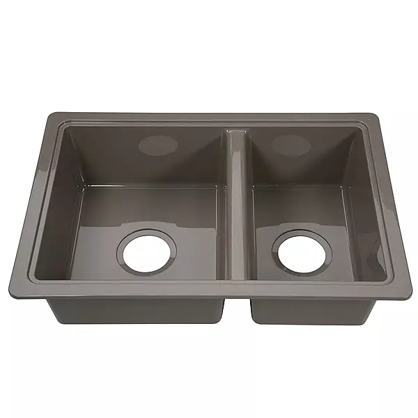 CECIPA RV Double Kitchen Galley Sink - 25" x 17" x 6.6" Stainless Steel Color ABS Plastic for 5th Wheel, Travel Trailer, Camper