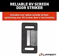 Lippert RV Entry Screen Door Frame Striker, 2.20" x 1.125" Radius Outside Strike Latch Tie Plate, Durable Plastic Construction - 198287, Black