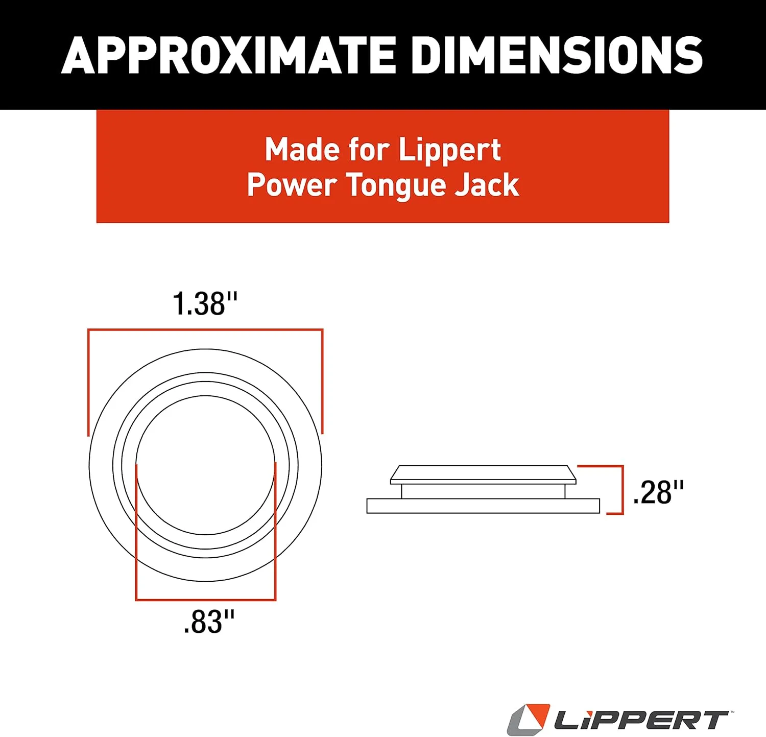 Lippert Replacement Power Tongue Jack Side Plug Cover, 1.38" OD, 0.83" ID — 225875