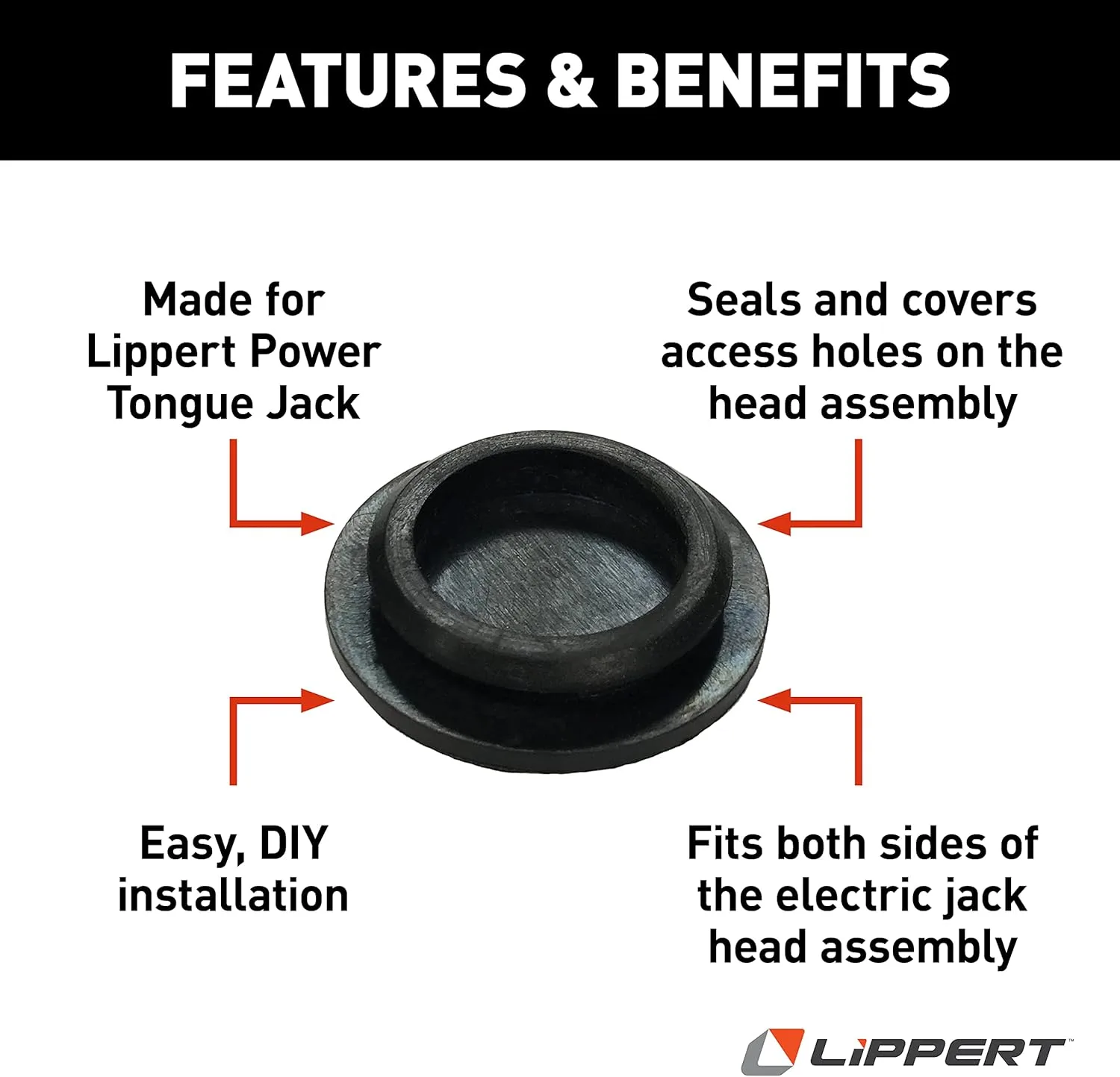 Lippert Replacement Power Tongue Jack Side Plug Cover, 1.38" OD, 0.83" ID — 225875