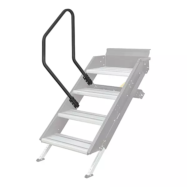 Lippert Solid Step Entry Assist Handrail, Accommodates Door Widths up to 36”, Easy Installation, Locking Pins for 5” Adjustment, for 5th Wheel RVs, Travel Trailers, Motorhomes - 799640, Black