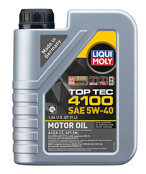 LIQUI MOLY Top Tec 4100 SAE 5W-40 | 1 L | Fully synthetic engine oil | SKU: 2329