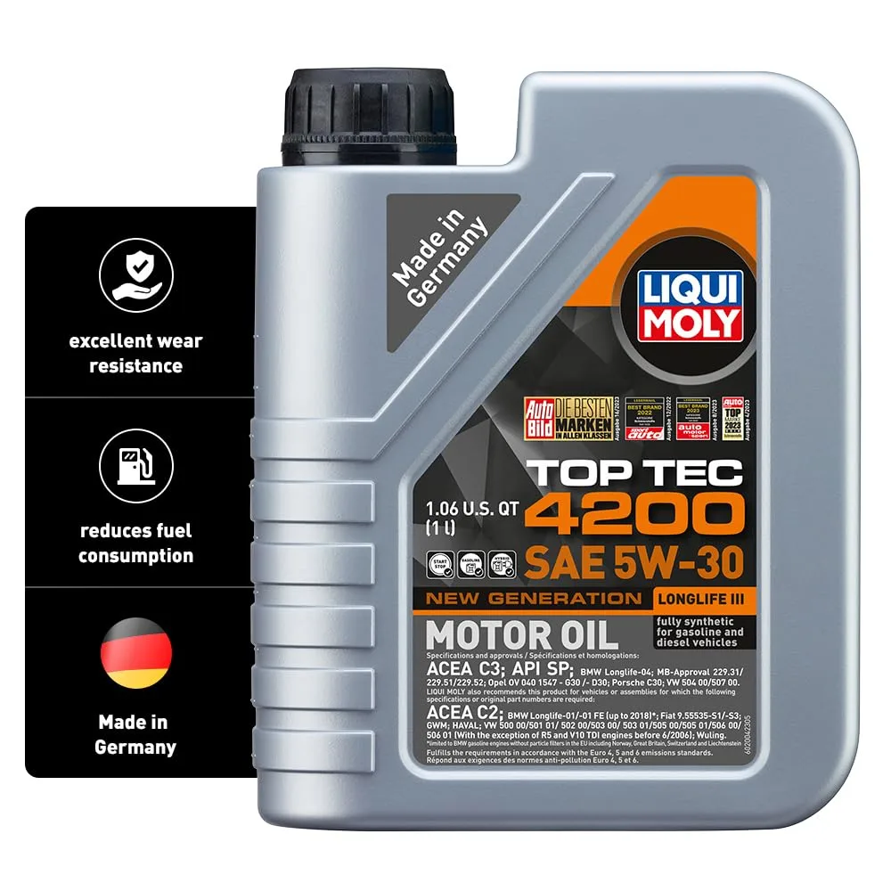 LIQUI MOLY Top Tec 4200 SAE 5W-30 New Generation | 1 L | Fully synthetic engine oil | SKU: 2004 1 Liter 1 Pack