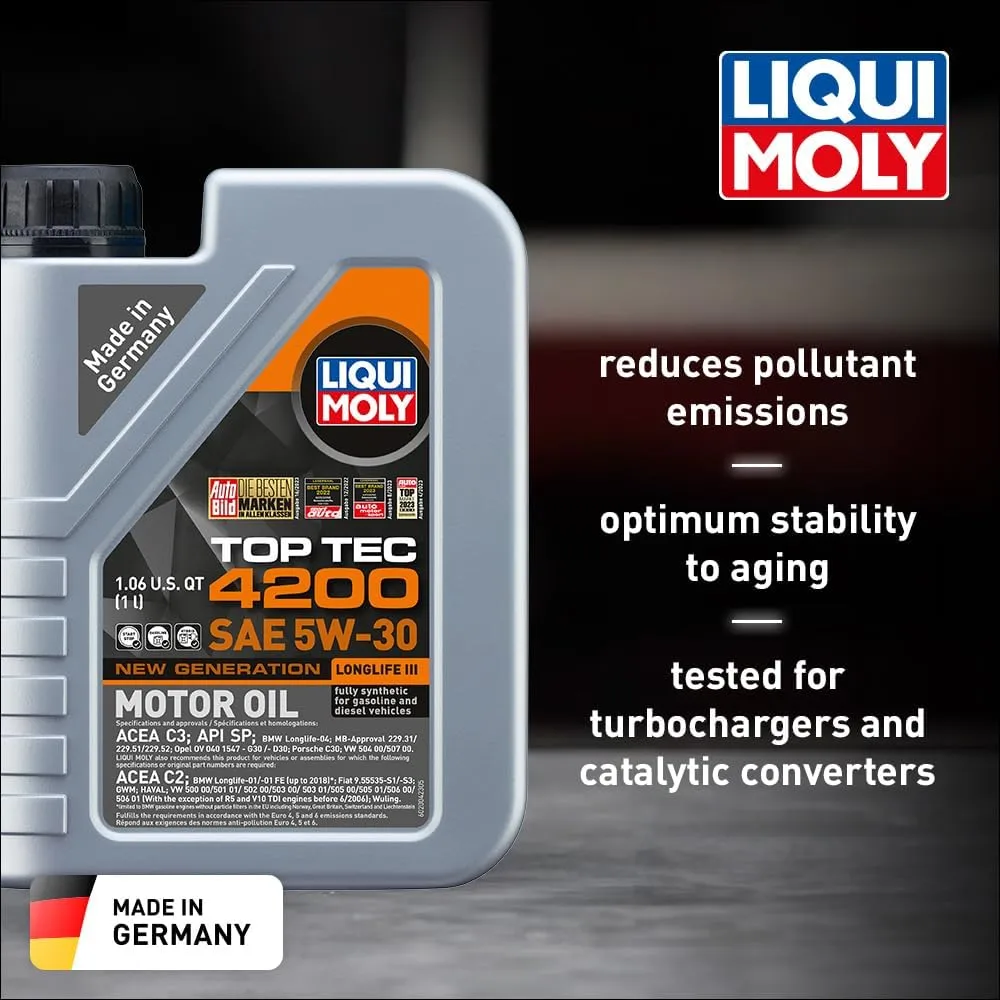 LIQUI MOLY Top Tec 4200 SAE 5W-30 New Generation | 1 L | Fully synthetic engine oil | SKU: 2004 1 Liter 1 Pack